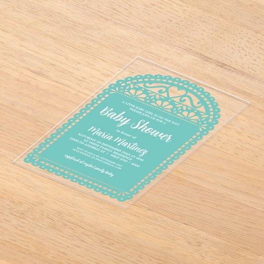 パペルピカドピインスパイアックベビーシャワー アクリル招待状 (レイダウン)