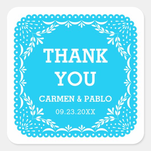 パペルピカドピンクアンドパープル結婚式の引き出物スクエア スクエアシール (正面)