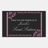 パペルピカドフィエスタスウィート16メキシカンホロップピンク 長方形シール (正面)