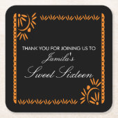 パペルピカドフィエスタスウィート16メキシコサンキュースクー スクエアペーパーコースター (正面)