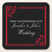 パペルピカドフィエスタメキシコサンキューレッド結婚ズ スクエアペーパーコースター (正面)