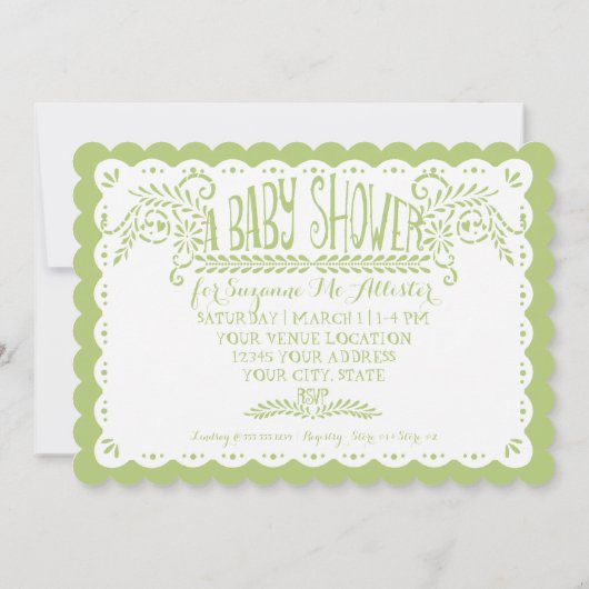 パペルピカドベビーガールシャワーピンクライムフィエスタ 招待状 (裏面)