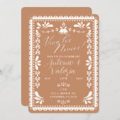 パペルピカドメキシコウェディングシャワーヴィヴァロスノヴィオ 招待状 (正面/裏面)