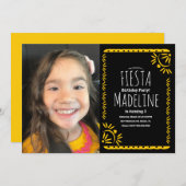 パペルピカドメキシコ誕生日フィエスタフローラ写真 招待状 (正面/裏面)