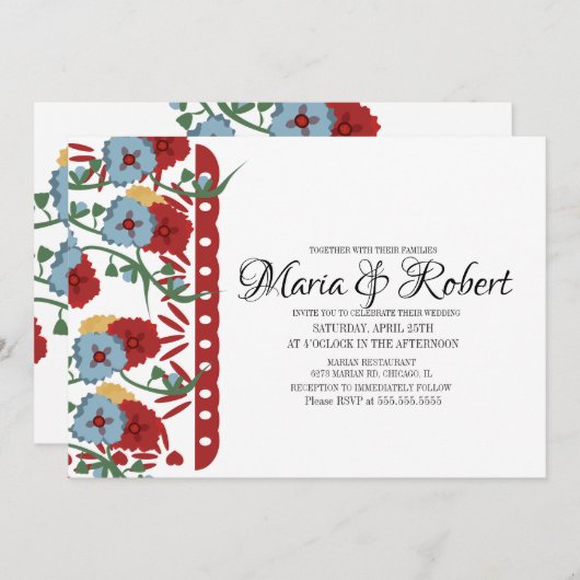 パペルピカドメ結婚キシカンの緑のつる植物フローラ 招待状 (正面/裏面)