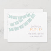 パペルピカド日付を保存ミントグリーン 案内ポストカード (正面/裏面)