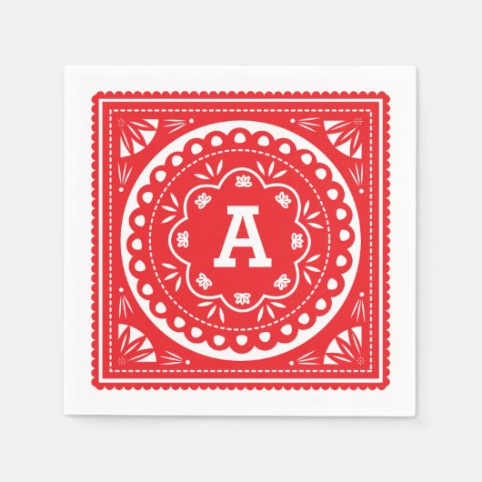 パペルピカド紙ナプキンス – 赤 スタンダードカクテルナプキン (正面)
