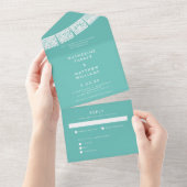 パペルピカド結婚のバナーアクア オールインワン招待状 (貼ってはがせる)