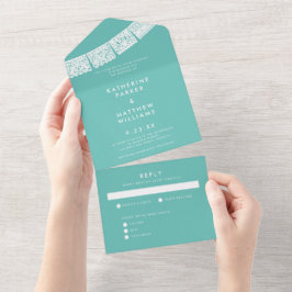 パペルピカド結婚のバナーアクア オールインワン招待状