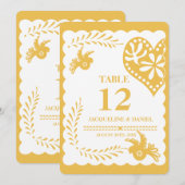 パペルピカド金ゴールドハーベストフィエスタテーブル番号 招待状 (正面/裏面)