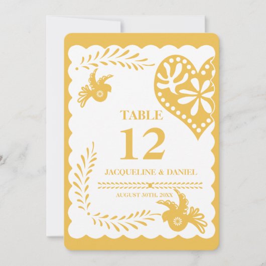 パペルピカド金ゴールドハーベストフィエスタテーブル番号 招待状 (正面)