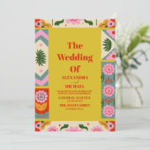 パペルピカド開花フラワーズメキシカン結婚スタイル 招待状 (スタンド正面)