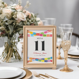 パペルピカド エレガント カラフル ボーダ スペイン 結婚式 テーブルナンバー