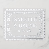 パペルピカド シルバーフォイル ウェディング 返信 RSVP カード (正面)