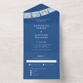 パペルピカ結婚ードのバナーブルー オールインワン招待状 (内側)