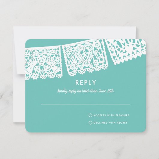 パペルモダンピカドカスタム色 |ウェディングRSVP 出欠カード (正面)