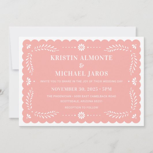 パペルモダンピカドメキシコ結婚式招待状 招待状 (正面)