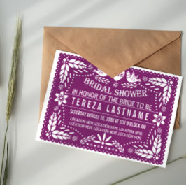 パペルモダンピカ結婚ドパープルブライダルシャワー 招待状