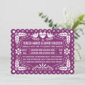 パペル ピカドの愛の鳥たち 紫のフィエスタ ウェディング 招待状 (スタンド正面)