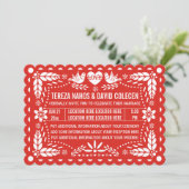 パペル・ピカドは鳥を愛する赤メキシカン結婚フィエスタ 招待状 (スタンド正面)