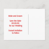 パペル・ピカド愛する鳥の赤い結婚式の日付を保存 案内ポストカード (裏面)