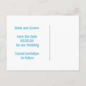 パペル・ピカド愛する鳥の青い結婚式Save the Date 案内ポストカード (裏面)