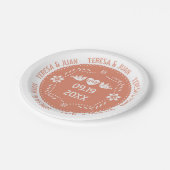 パペル・ピカド愛の鳥サンゴ結婚メキシコ ペーパープレート (アングル)