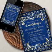 パペル・ピカド結婚ネイビー 招待状