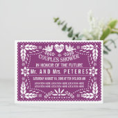 パペル・ピカド・パープル結婚・メキシコのカップル・シャワー 招待状 (スタンド正面)