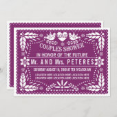 パペル・ピカド・パープル結婚・メキシコのカップル・シャワー 招待状 (正面/裏面)