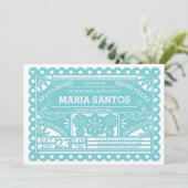 パペル ピカド ブライダル シャワー 招待状 - 青 (スタンド正面)