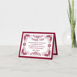 パペル ピカド メキシコ風 バーガンディー レッド キンセアニェーラ サンキューカード