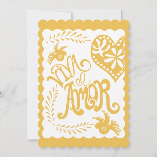 パペル・ピカド・メキシコ・フィエスタ・ピンク・結婚イエローズ 招待状 (裏面)
