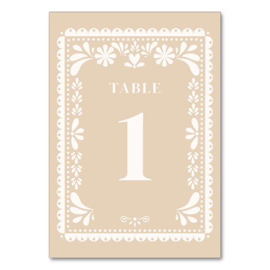 パペル・ピカ結婚ドのテーブル・ナンバー・メモダンキシカン テーブルナンバー (正面)