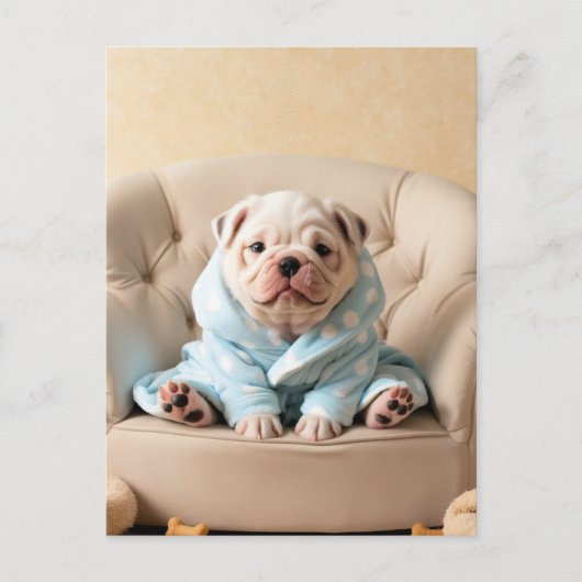 パペレッドPapup in a Bathrobe -おもしろい犬 ポストカード (正面)