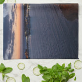 パホスの海底と港の夜 キッチンタオル (折り畳み)