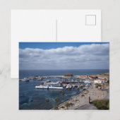 パホスの港と城のドローンビュー ポストカード (正面/裏面)