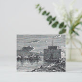 パホス中世フォート19世紀版木、銅版、版画 ポストカード (スタンド正面)