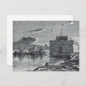 パホス中世フォート19世紀版木、銅版、版画 ポストカード (正面/裏面)