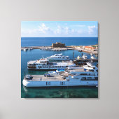 パホス城とボート キャンバスプリント (正面)