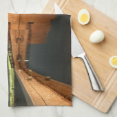 パホス城と夕焼けの反射 キッチンタオル (四つ折り)