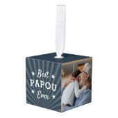 パポ最高のーエバー写真 キューブオーナメント (正面アングル)