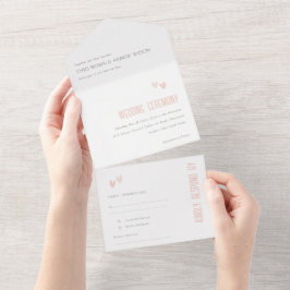 パミニマルステルエレガントデュスキーピンクハート結婚ズ オールインワン招待状