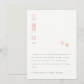 パミニマルステルエレガントデュスキーピンクハート結婚ズ サンキューカード (正面/裏面)