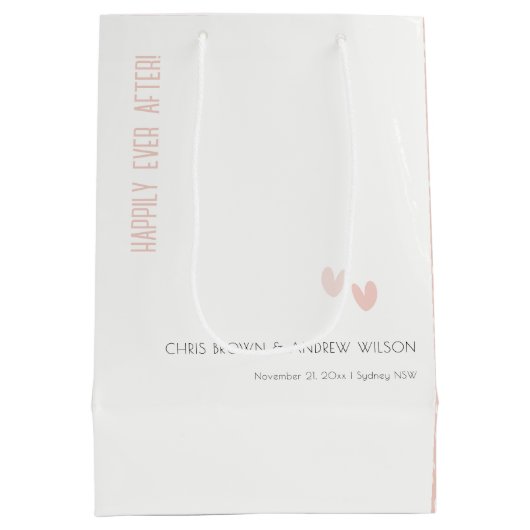 パミニマルステルエレガントデュスキーピンクハート結婚ズ ミディアムペーパーバッグ (裏面)