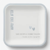 パミニマルステルエレガントデュスキーブルーハート結婚ズ ペーパープレート (正面)