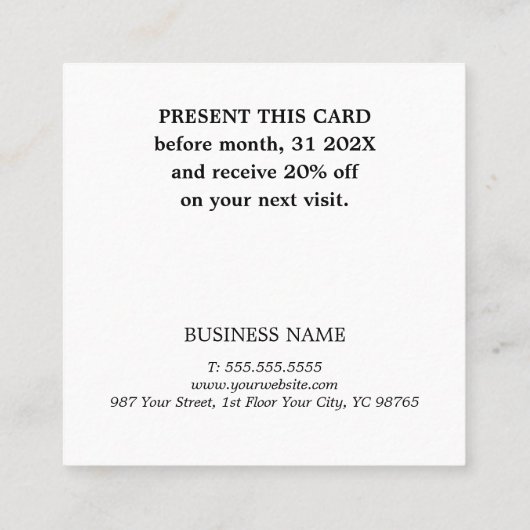 パミニマルステルエレガントブラックサロンショップ 割引カード (裏面)