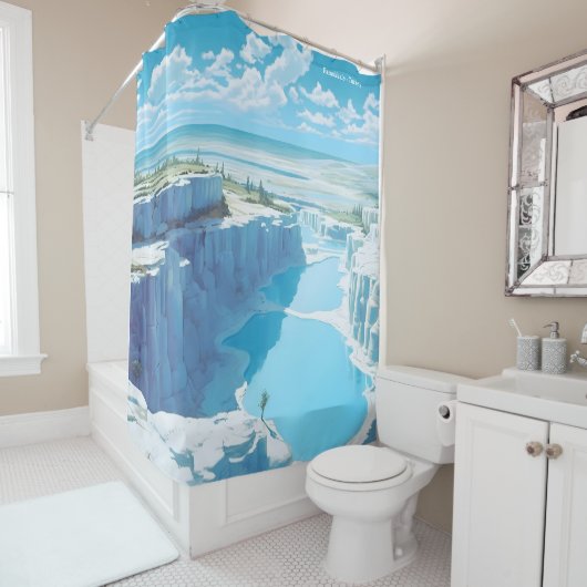 パムカレターキーアートヴィンテージイラストレーション旅行 シャワーカーテン (インサイチュ)