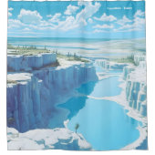 パムカレターキーアートヴィンテージイラストレーション旅行 シャワーカーテン (正面)