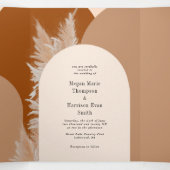 パムパスグラス結婚とアーチデザイン 三つ折りクリスマスカード (内部中)